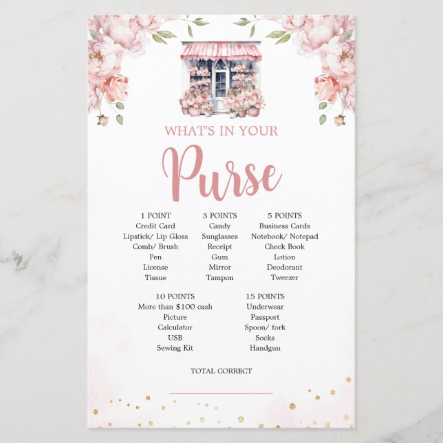 Pink She's Off The Market Bridal Shower Purse Game (Front)