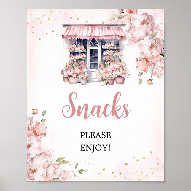 Pink She's Off The Market Bridal Shower Snacks Poster (Front)
