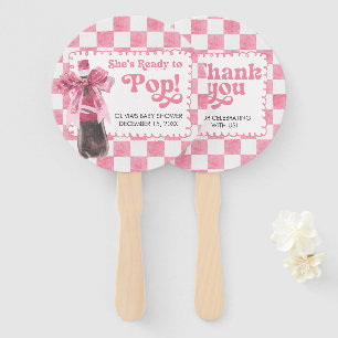 Pink She's Ready to Pop Baby Shower Hand Fan