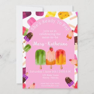 Pink She's Ready to Pop Popsicle Invitation