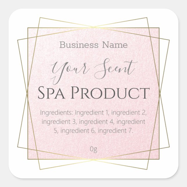Pink Shimmer Bath Soak Body Scrub Soap Labels (Front)
