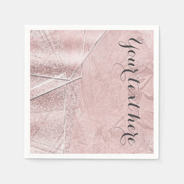 Pink Shimmer Crystal Glass Glam Designer Style Napkin (Front)