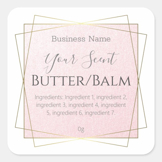 Pink Shimmer Face Cream Body Butter Lip Balm Label (Front)