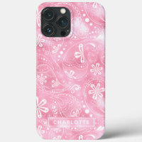 Pink Shimmer Modern Girly Paisley Personalized