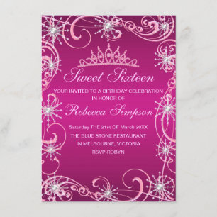 Pink Shimmer Snowflake Birthday Invite