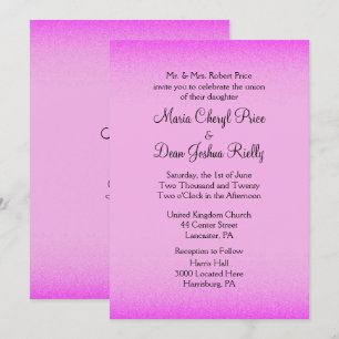Pink Shimmer Wedding Invitation 5"x 7"