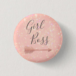 "Pink Shimmery Girl Boss 1 Inch Round Button