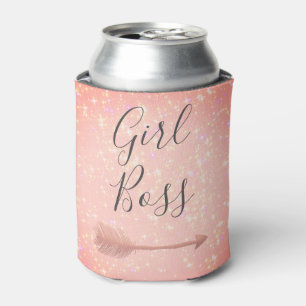 "Pink Shimmery Girl Boss  Can Cooler