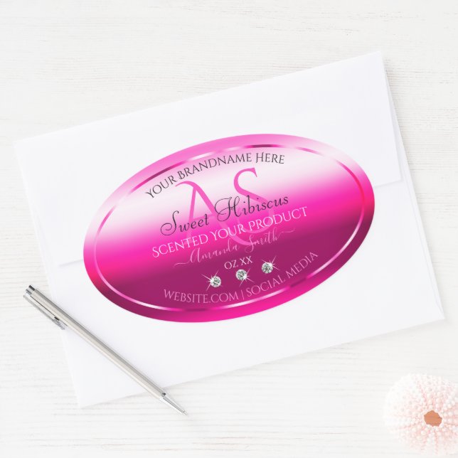 Pink Shimmery Product Labels Diamonds and Initials (Envelope)