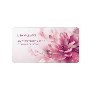 Pink Shiny Metallic FlowerBusiness Card Label