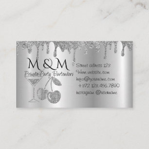 Pink Shiny Private Party Bartender Business Card