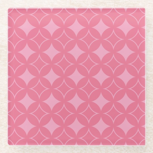 Pink shippo pattern glass coaster (Front)