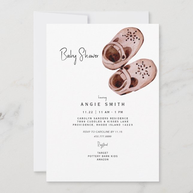 Pink Shoes Bassinet Baby Shower Invitation (Front)