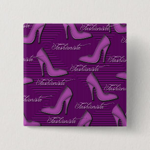 Pink Shoes-Fashionista-Button 2 Inch Square Button