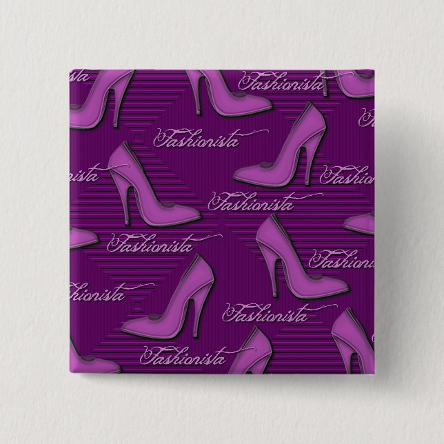 Pink Shoes-Fashionista-Button 2 Inch Square Button (Front)