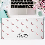 Pink shoes white glamourous name desk mat<br><div class="desc">A white background decorated with pink high heeled shoes.  Personalize and add a name.</div>