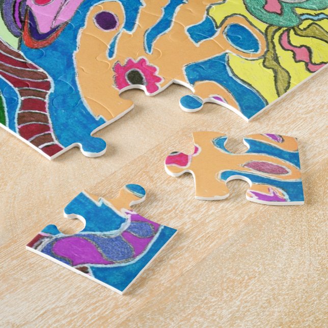 "Pink Shore" Abstract Art Jigsaw Puzzle (Side)
