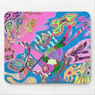 Pink Shore, Abstract Art Mouse Pad