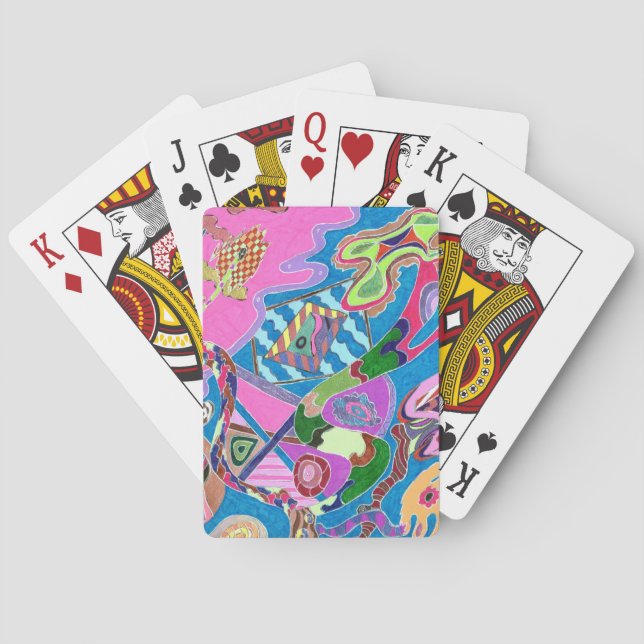 Pink Shore, Abstract Art Playing Cards (Back)