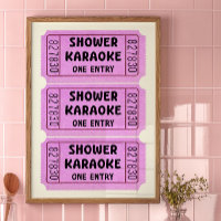 Pink Shower Karaoke Ticket Poster