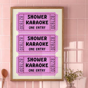 Pink Shower Karaoke Ticket Poster