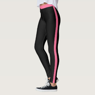 Pink Side Stripe Black Leggings Choose Your Colors