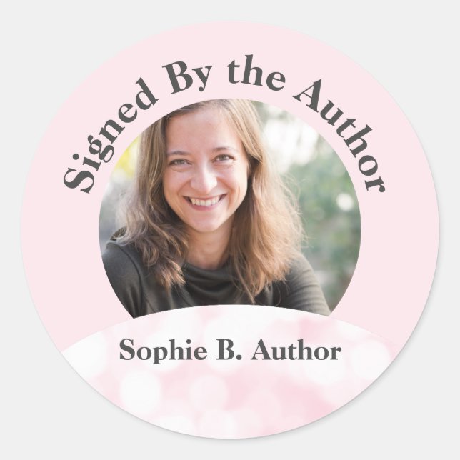 Pink Signed By the Author Book Signing Book Launch Classic Round Sticker (Front)