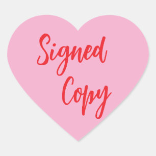 Pink Signed copy Heart Sticker