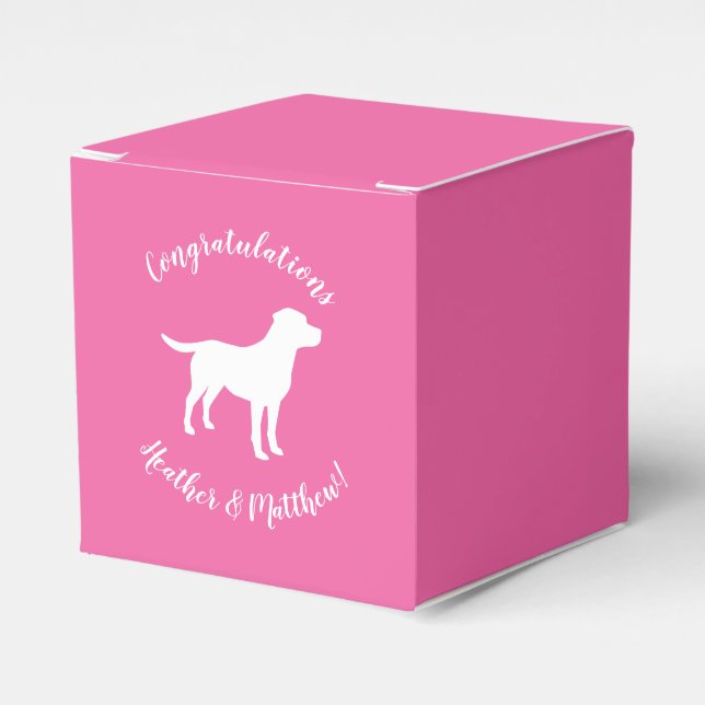 Pink SIlhouette Lab Dog Puppy Baby SHower Favor Box (Front Side)
