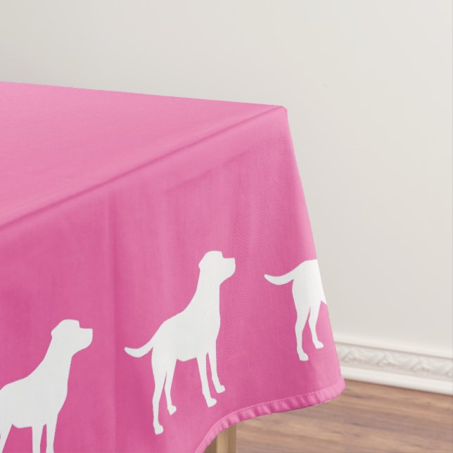 Pink SIlhouette Lab Dog Puppy Baby SHower Tablecloth (In Situ)