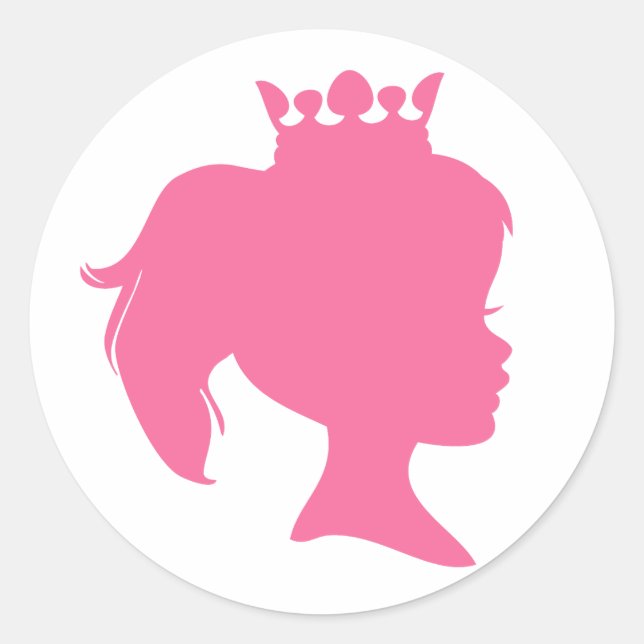Pink Silhouette Princess T-shirts and Gifts Classic Round Sticker (Front)