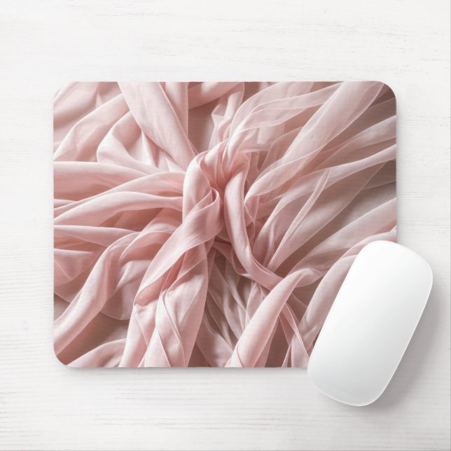 Pink Silk Fabric Twist Design Mouse Pad (With Mouse)