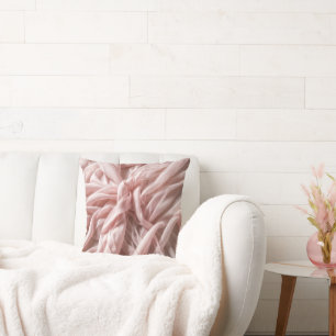 Pink Silk Fabric Twist Design Throw Pillow