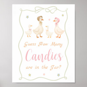 Pink Silly Goose Baby Shower Guess How Many Poster