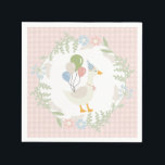 Pink Silly Goose Floral Gingham Paper Napkin<br><div class="desc">A silly goose is almost on the loose. This Silly Goose Party Decor Collection is perfect for celebrating your sweet little girl! Featuring an adorable silly goose, pastel florals, and soft gingham patterns, this collection is perfect for adding a touch of playful elegance to any party. Whether it’s for a...</div>