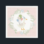 Pink Silly Goose Floral Gingham Paper Napkin<br><div class="desc">A silly goose is almost on the loose. This Silly Goose Party Decor Collection is perfect for celebrating your sweet little girl! Featuring an adorable silly goose, pastel florals, and soft gingham patterns, this collection is perfect for adding a touch of playful elegance to any party. Whether it’s for a...</div>