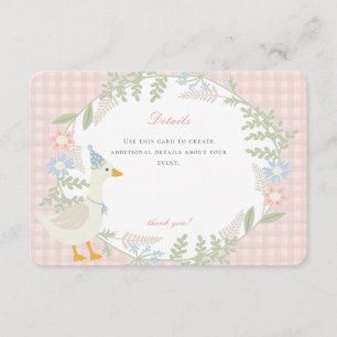 Pink Silly Goose Gingham Floral Details Enclosure Card