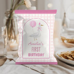 Pink Silly Goose Girl Birthday Chip Bag Wrapper<br><div class="desc">Add a playful touch to your party treats with our Pink Silly Goose Girl Birthday Chip Bag Wrapper! Featuring a cute goose holding a balloon, accented with pink bow and a charming pink gingham background, these wrappers transform ordinary snack bags into adorable party favours. Perfect for a goose-themed or girly...</div>