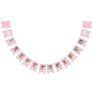 Pink Silly Goose-Girl First Birthday Monthly Photo Bunting Flags