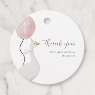 Pink Silly Goose Round Favour Tag