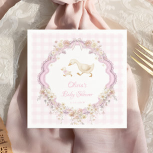 Pink Silly Goose Wildflower Girl Baby Shower Napkin