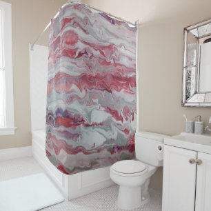Pink & Silver Abstract Shower Curtain