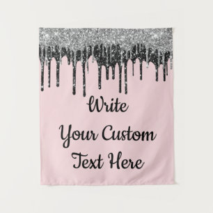 Pink Silver Anniversary Backdrop Birthday Prop Tapestry
