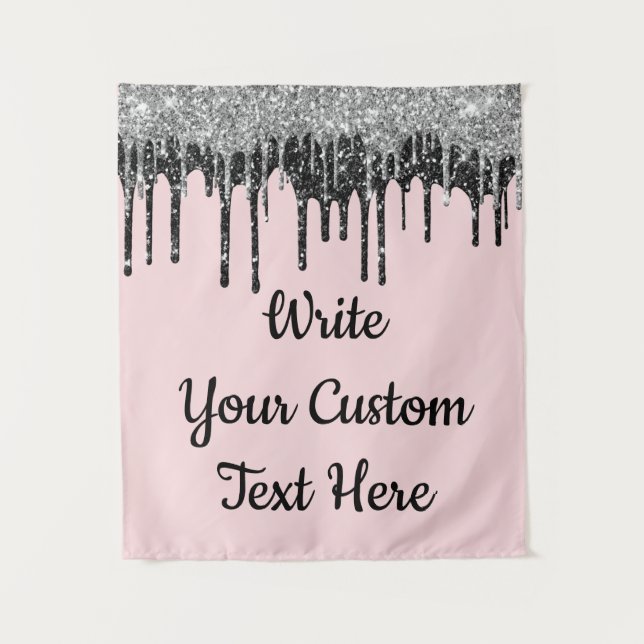 Pink Silver Anniversary Backdrop Birthday Prop Tapestry (Front)