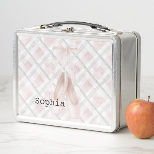 Pink Silver Ballet Shoes   Metal Lunch Box