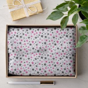  Pink Silver Black Stars Birthday Tissue Paper