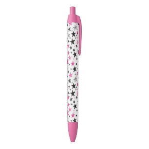 Pink Silver Black Stars Ink Pen