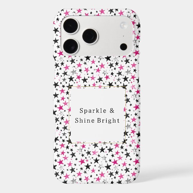 Pink Silver Black Stars Sparkle & Shine (Back)