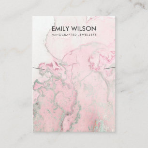PINK SILVER BLUSH AGATE MARBLE NECKLACE DISPLAY BUSINESS CARD