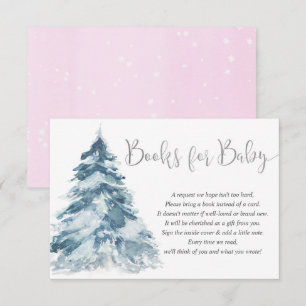 Pink silver books for baby girl winter baby shower enclosure card